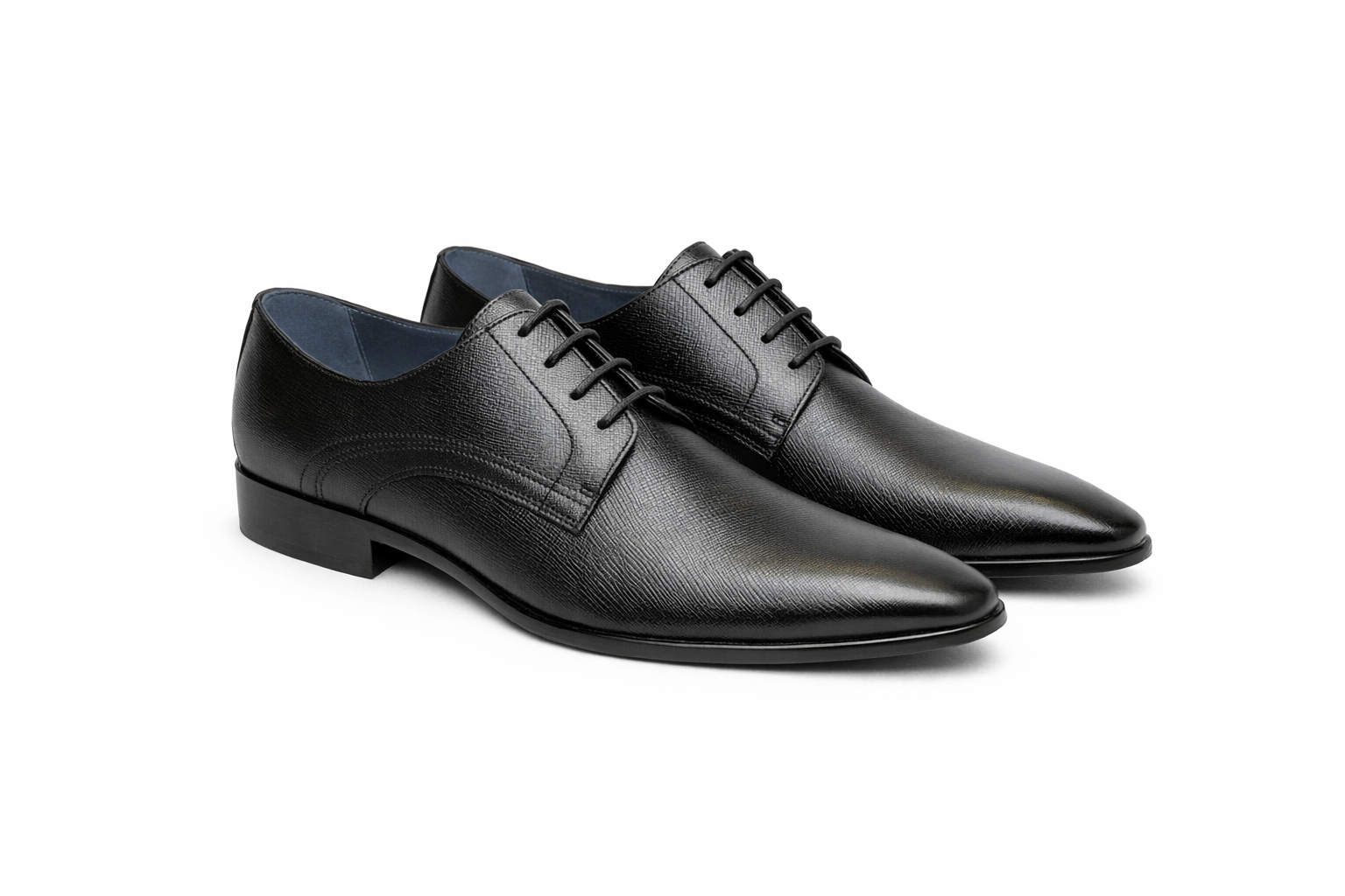 6749-S - Mirage Men's Black Dress Lace Shoe Plain Toe Saffiano