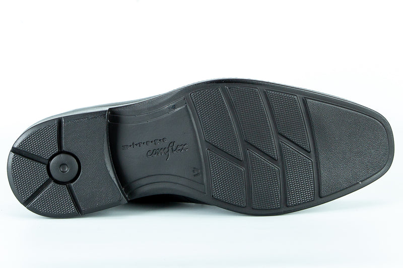 8637 - Comflex Men's Dress Black Comfort Lace Shoe With Removable Insole Apron Toe Rubber Sole