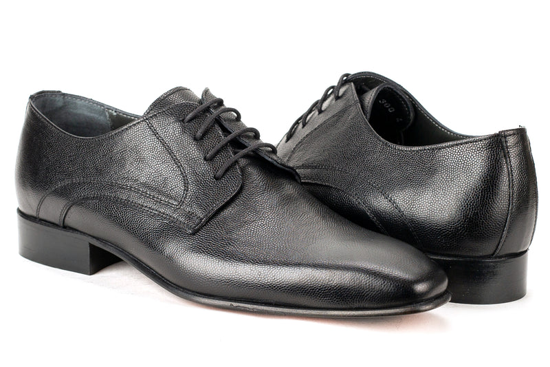 6749-OPS - Mirage Men's Black Lace Plain Toe Textured Leather