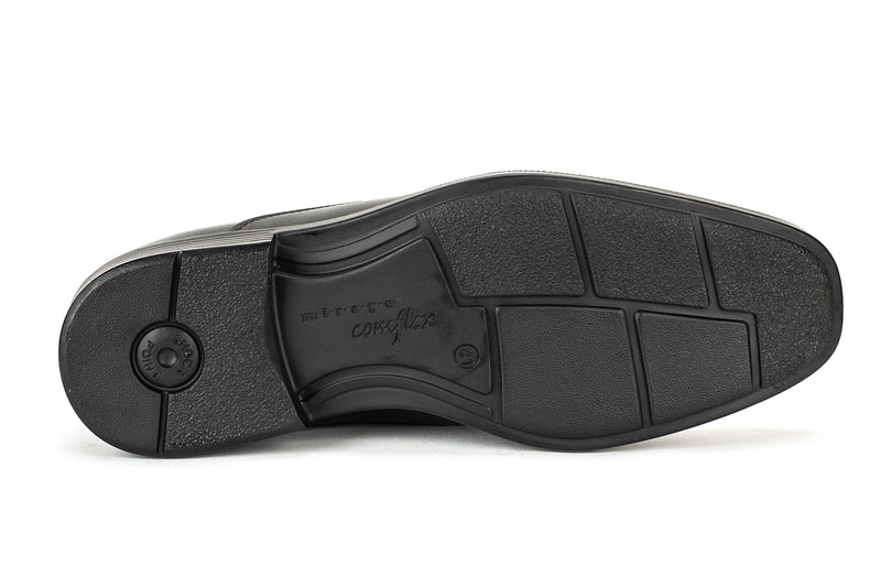 7891 - Comflex Men's Dress Black Comfort Slip On Shoe With Removable Insole Apron Toe Rubber Sole