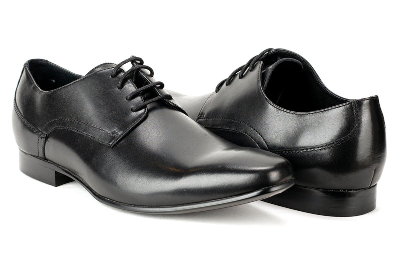 Reading - Regal Men's Dress Black Leather Lace Shoe Plain Toe Thin Elegant Rubber Sole