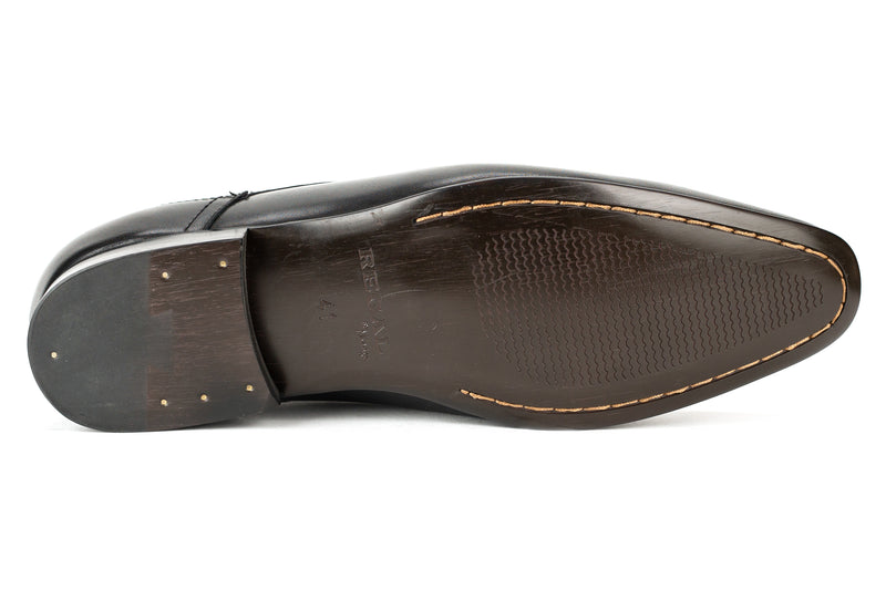 Reading - Regal Men's Dress Black Leather Lace Shoe Plain Toe Thin Elegant Rubber Sole