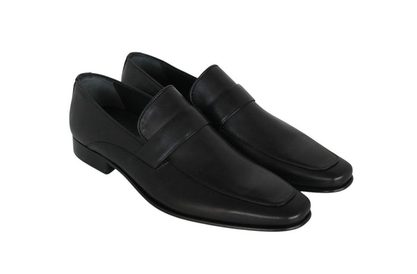 6065/962 - Mirage Men's Dress Black Leather Slip On Shoe Apron Toe Classical Band Thin Leather Sole With Protector