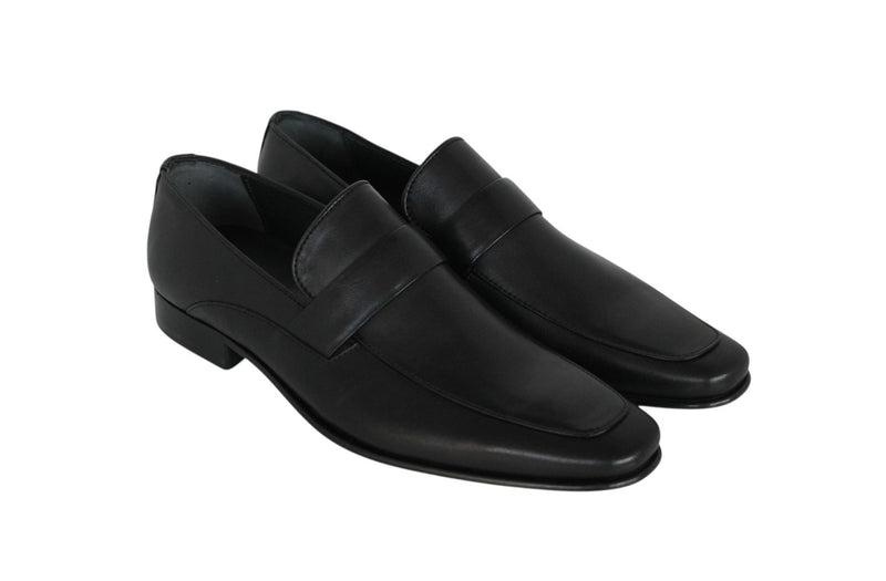 6065/962 - Mirage Men's Dress Black Leather Slip On Shoe Apron Toe Classical Band Thin Leather Sole With Protector