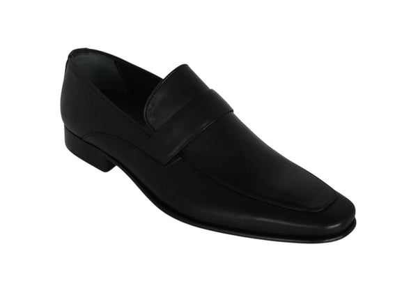 6065/962 - Mirage Men's Dress Black Leather Slip On Shoe Apron Toe Classical Band Thin Leather Sole With Protector