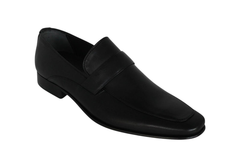 6065/962 - Mirage Men's Dress Black Leather Slip On Shoe Apron Toe Classical Band Thin Leather Sole With Protector