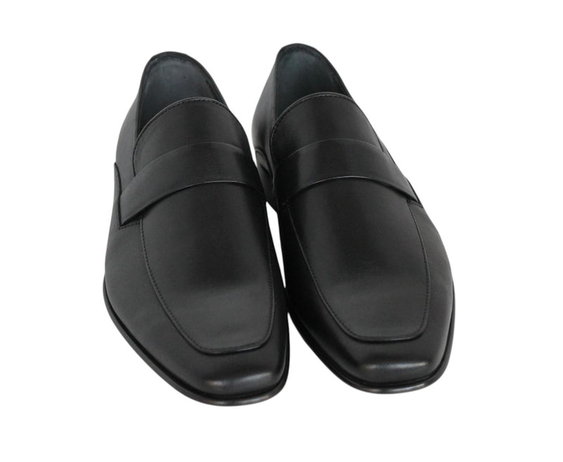 6065/962 - Mirage Men's Dress Black Leather Slip On Shoe Apron Toe Classical Band Thin Leather Sole With Protector