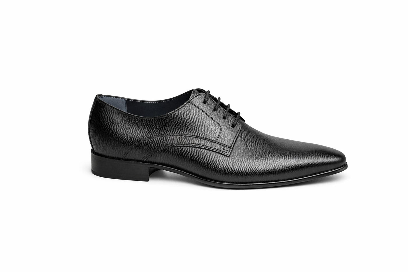 6749-S - Mirage Men's Black Dress Lace Shoe Plain Toe Saffiano Leather   Mirage Shoes