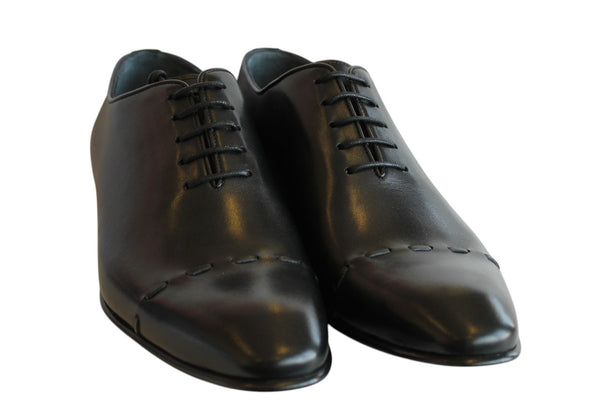 7656 - Mirage Men's Dress Black Lace Shoe Leather Stitched Cap Toe Thin Leather Sole