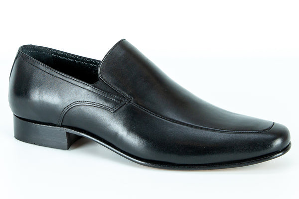 7838 - Mirage Men's Dress Black Slip-On Shoe Apron Toe Thin Leather Sole