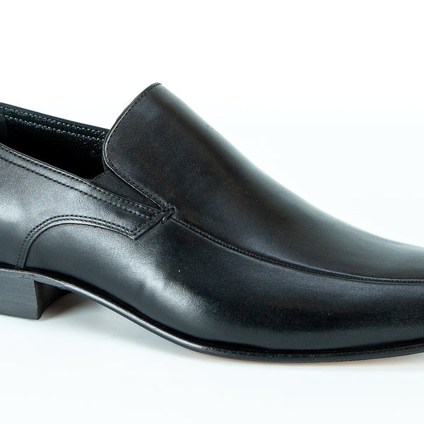 7838 - Mirage Men's Dress Black Slip-On Shoe Apron Toe Thin