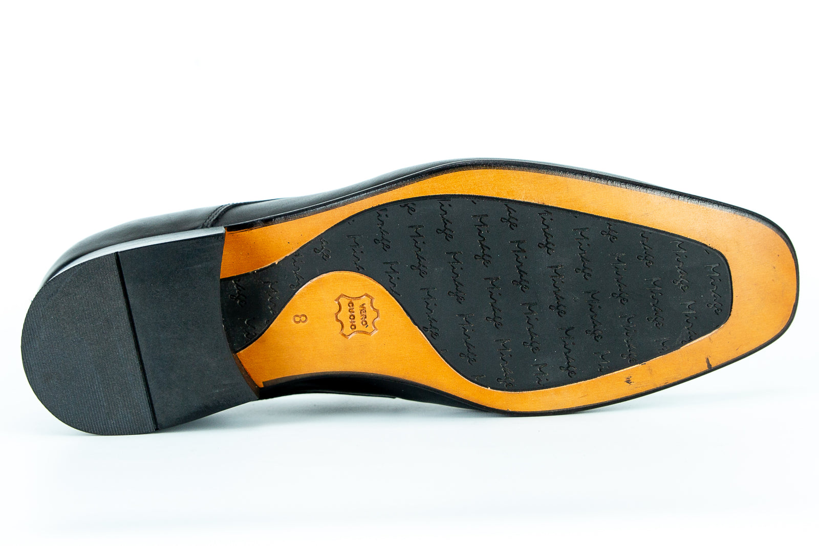 7838 - Mirage Men's Dress Black Slip-On Shoe Apron Toe Thin