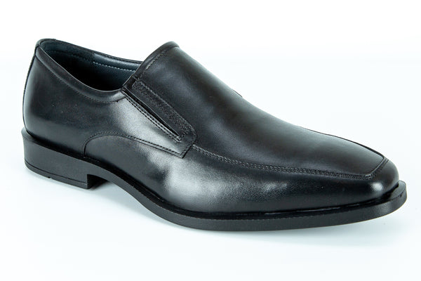 8636 - Comflex Men's Dress Black Comfort Slip On Shoe With Removable Insole Apron Toe Rubber Sole