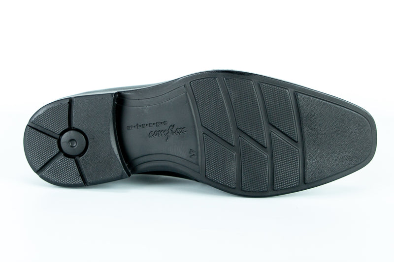 8638 - Comflex Men's Dress Black Comfort Lace Shoe With Removable Insole Plain Toe Rubber Sole