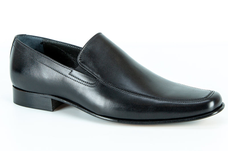 8663 - Mirage Men's Dress Black Slip-On Shoe Apron Toe Thin Leather Sole
