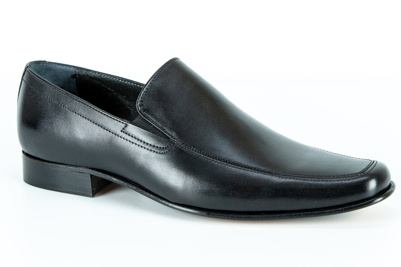8663 - Mirage Men's Dress Black Slip-On Shoe Apron Toe Thin Leather Sole 8663 - Mirage Men's Dress Black Slip-On Shoe Apron Toe Thin Leather Sole