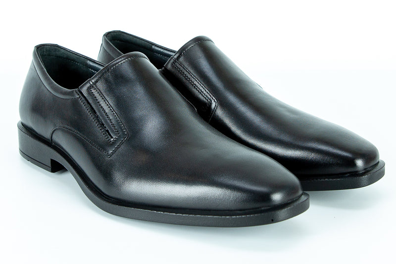 8856 - Comflex Men's Dress Black Comfort Slip On Shoe With Removable Insole Plain Toe Rubber Sole