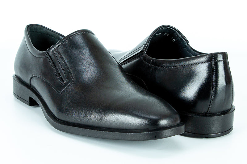 8856 - Comflex Men's Dress Black Comfort Slip On Shoe With Removable Insole Plain Toe Rubber Sole