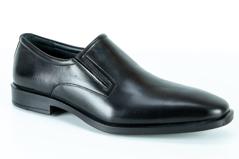 8856 - Comflex Men's Dress Black Comfort Slip On Shoe With Removable Insole Plain Toe Rubber Sole