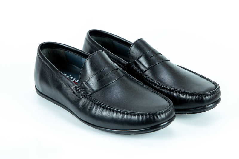 8857R - Comflex Men's Dress Black Comfort Slip On Shoe With Removable Insole Loafers Moccasin Toe Penny Keeper Driver Sole