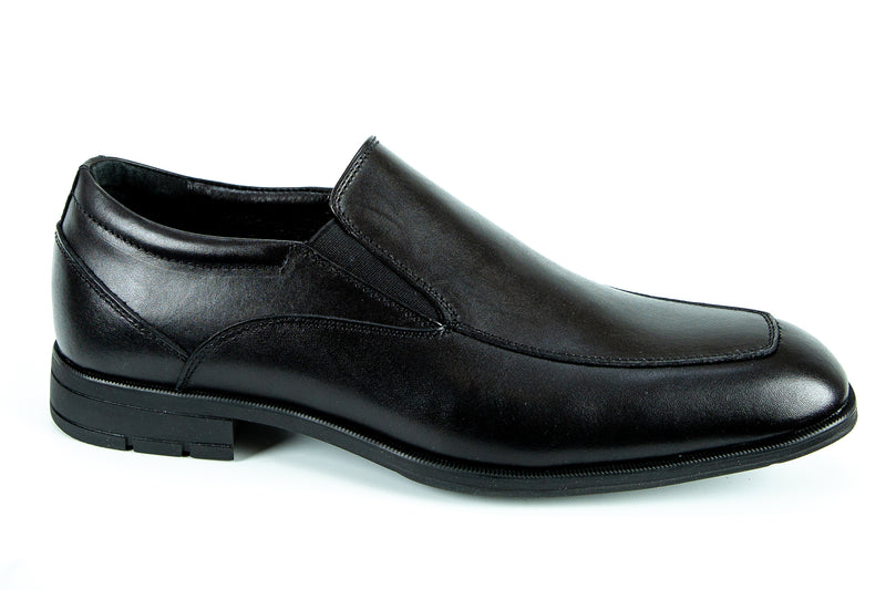 Ithaca - Comflex Men's Dress Black Comfort Slip-On Shoe With Removable Insole Apron Toe Rubber Sole