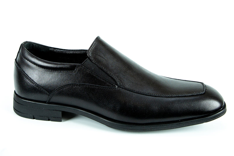 Ithaca - Comflex Men's Dress Black Comfort Slip-On Shoe With Removable Insole Apron Toe Rubber Sole Ithaca - Comflex Men's Dress Black Comfort Slip-On Shoe With Removable Insole Apron Toe Rubber Sole