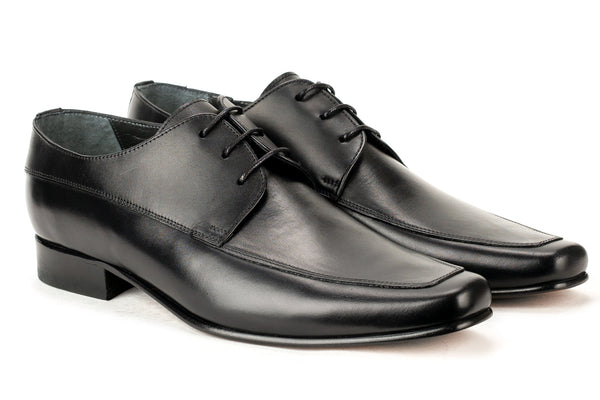 6697 - Mirage Men's Dress Black Lace Shoe Moc Toe Thin Leather Sole