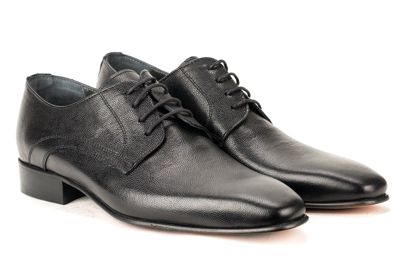 6749-OPS - Mirage Men's Black Lace Plain Toe Textured Leather