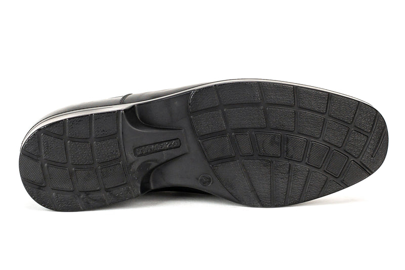 6863 - Comflex Men's Dress Black Comfort Slip On Shoe With Removable Insole Moc Toe Rubber Sole