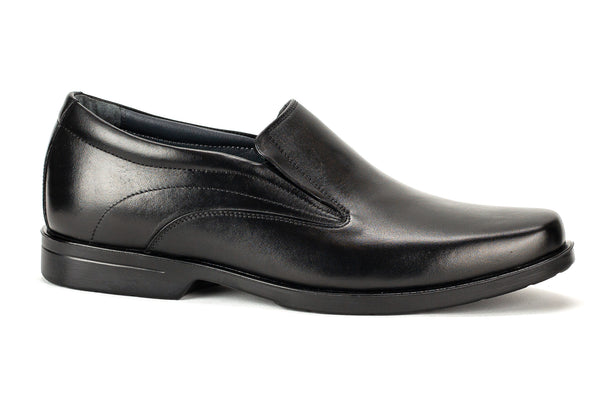 6914 - Comflex Men's Dress Black Comfort Slip On Shoe With Removable Insole Plain Toe Rubber Sole