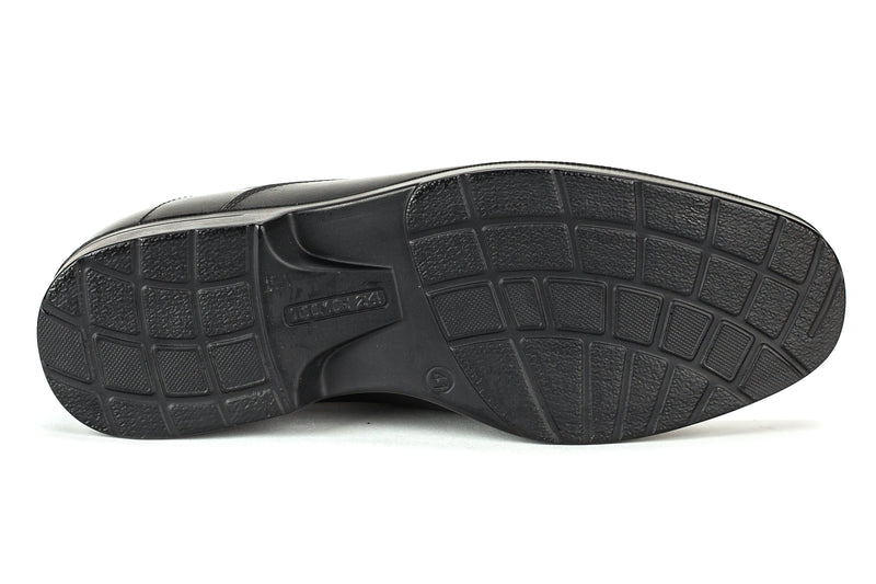 6914 - Comflex Men's Dress Black Comfort Slip On Shoe With Removable Insole Plain Toe Rubber Sole