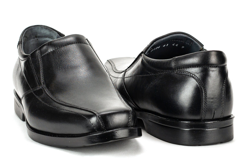 7126 - Comflex Men's Dress Black Comfort Slip On Shoe With Removable Insole Bike Toe Rubber Sole