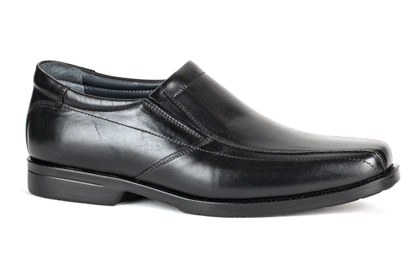 7126 - Comflex Men's Dress Black Comfort Slip On Shoe With Removable Insole Bike Toe Rubber Sole