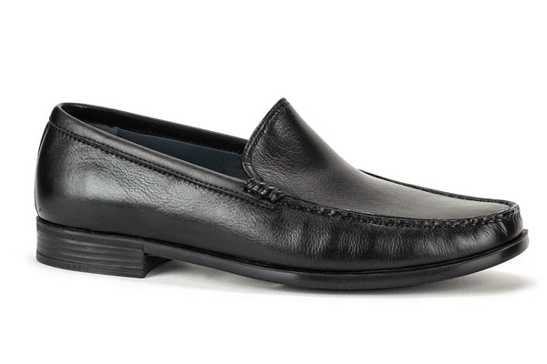 7554 - Comflex Men's Dress Black Comfort Slip On Shoe With Removable Insole Moccasin Toe Rubber Sole