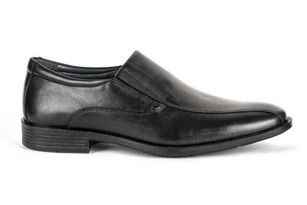 7555 - Comflex Men's Dress Black Comfort Slip On Shoe With Removable Insole Bike Toe Rubber Sole