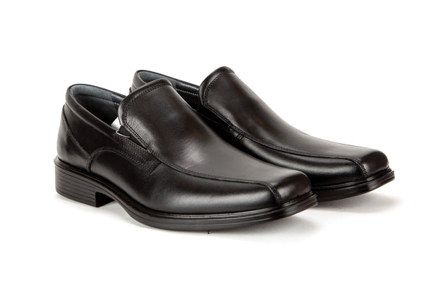7556 - Comflex Men's Dress Black Comfort Slip On Shoe With Removable Insole Bike Toe Rubber Sole