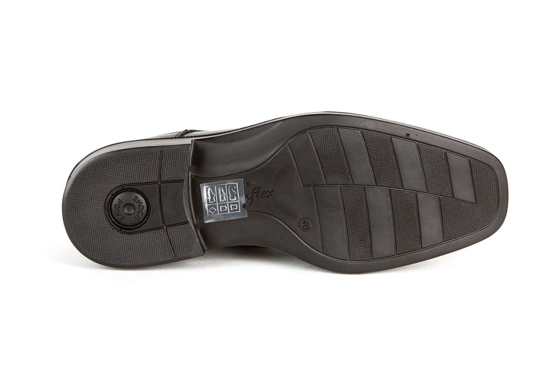 7556 - Comflex Men's Dress Black Comfort Slip On Shoe With Removable Insole Bike Toe Rubber Sole