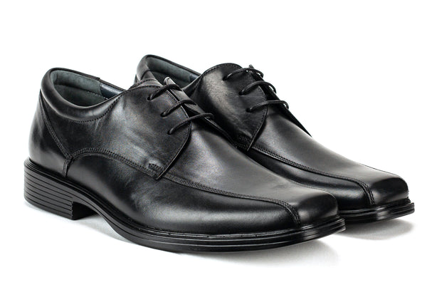 7561 - Comflex Men's Dress Black Comfort Lace Shoe With Removable Insole Bike Toe Rubber Sole