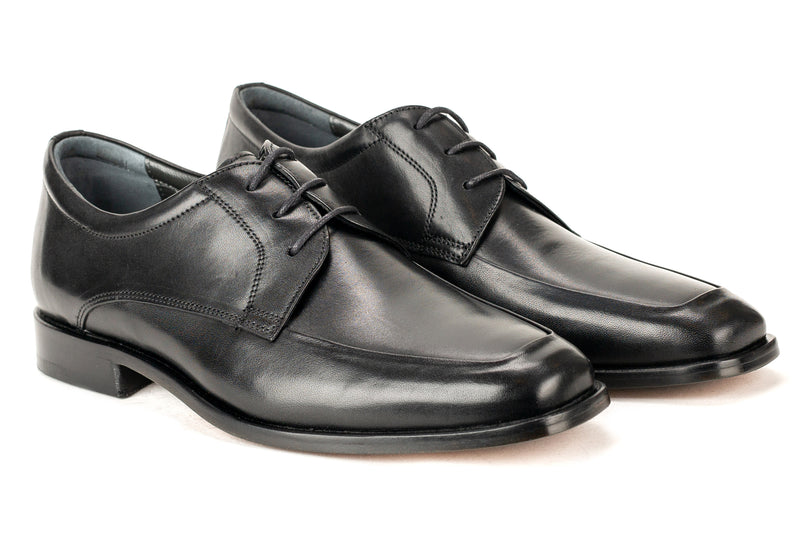 7562 - Mirage Men's Dress Black Lace Shoe Apron Toe Thick Leather Sole