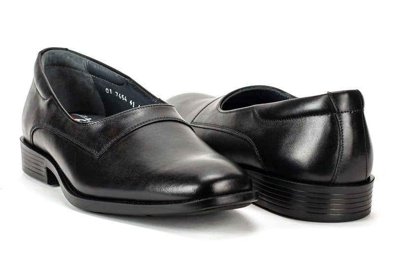 7654 - Comflex Men's Dress Black Comfort Slip On Shoe With Removable Insole Low Cut Rubber Sole