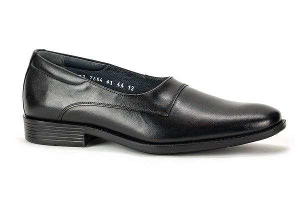 7654 - Comflex Men's Dress Black Comfort Slip On Shoe With Removable Insole Low Cut Rubber Sole