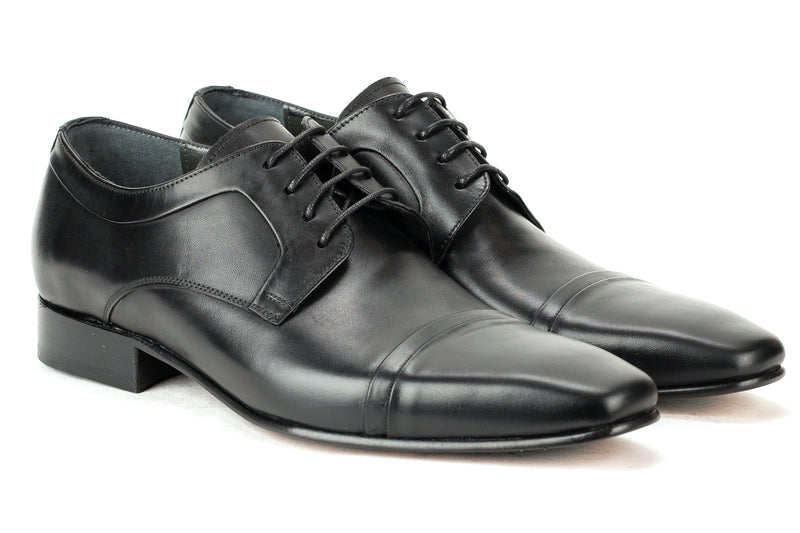 8094 - Mirage Men's Dress Black Lace Shoe Cap Toe Thin Leather Sole