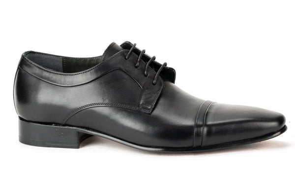 8094 - Mirage Men's Dress Black Lace Shoe Cap Toe Thin Leather Sole