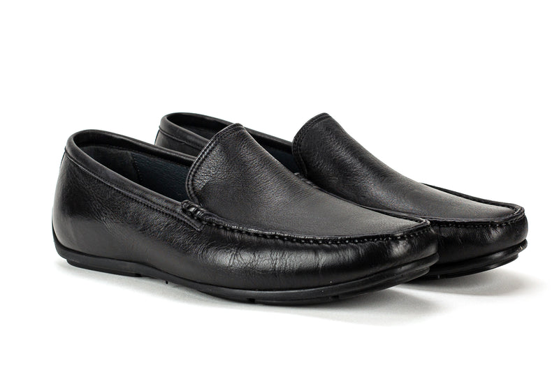 8095 - Comflex Men's Dress Black Comfort Slip On Shoe With Removable Insole Loafers Moccasin Toe Driver Sole
