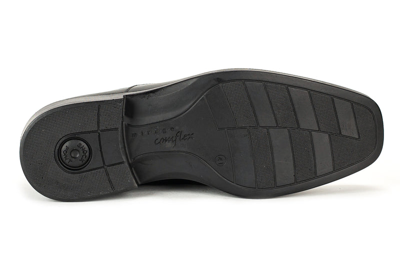 8250 - Comflex Men's Dress Black Comfort Lace Shoe With Removable Insole Apron Toe Rubber Sole