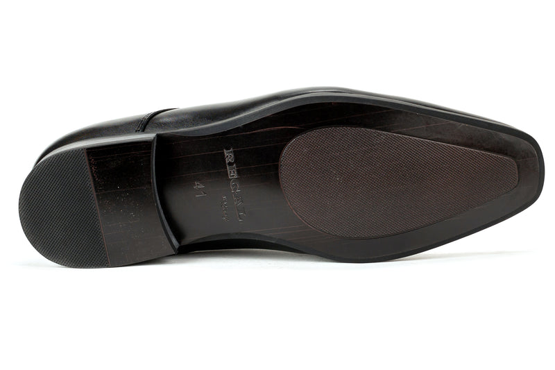 Beverly - Regal Men's Dress Black Leather Lace Shoe Apron Toe Elegant Rubber Sole