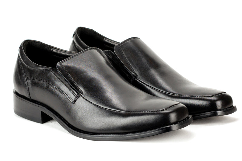 Bradford - Regal Men's Dress Black Leather Slip On Shoe Apron Toe Thick Elegant Rubber Sole