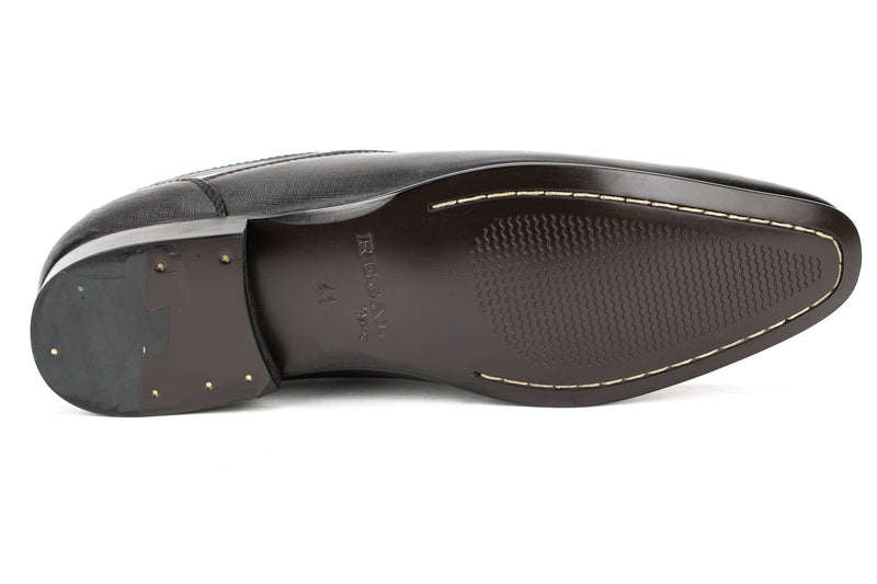 Canonsburg - Regal Men's Dress Black Safiano Leather Slip On Shoe Plain Toe Thin Elegant Rubber Sole