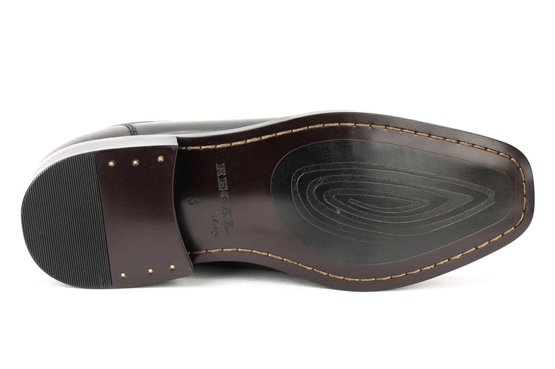 Easton - Regal Men's Dress Black Leather Slip On Shoe Bike Toe Thick Elegant Rubber Sole