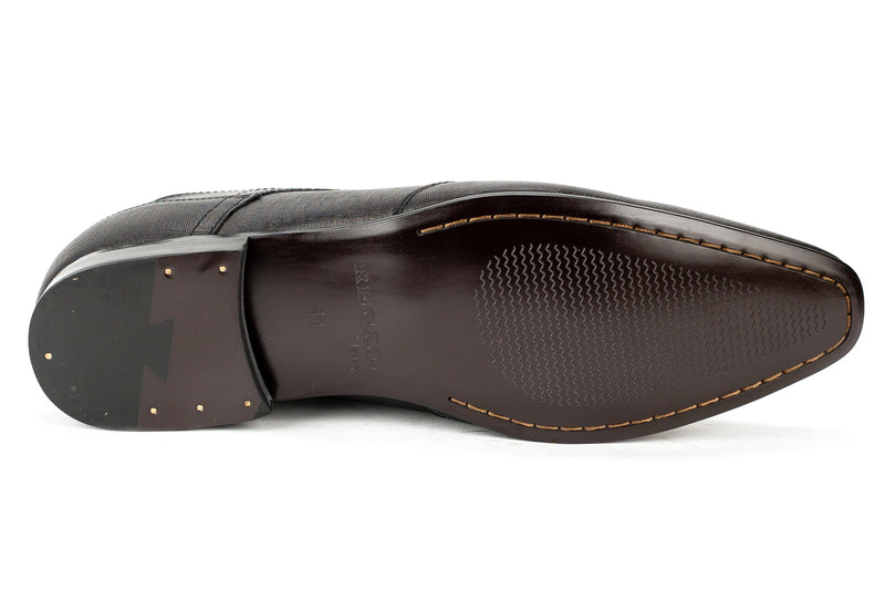 Harrisburg - Regal Men's Dress Black Leather Safiano Lace Shoe Wing Tip Thin Elegant Rubber Sole